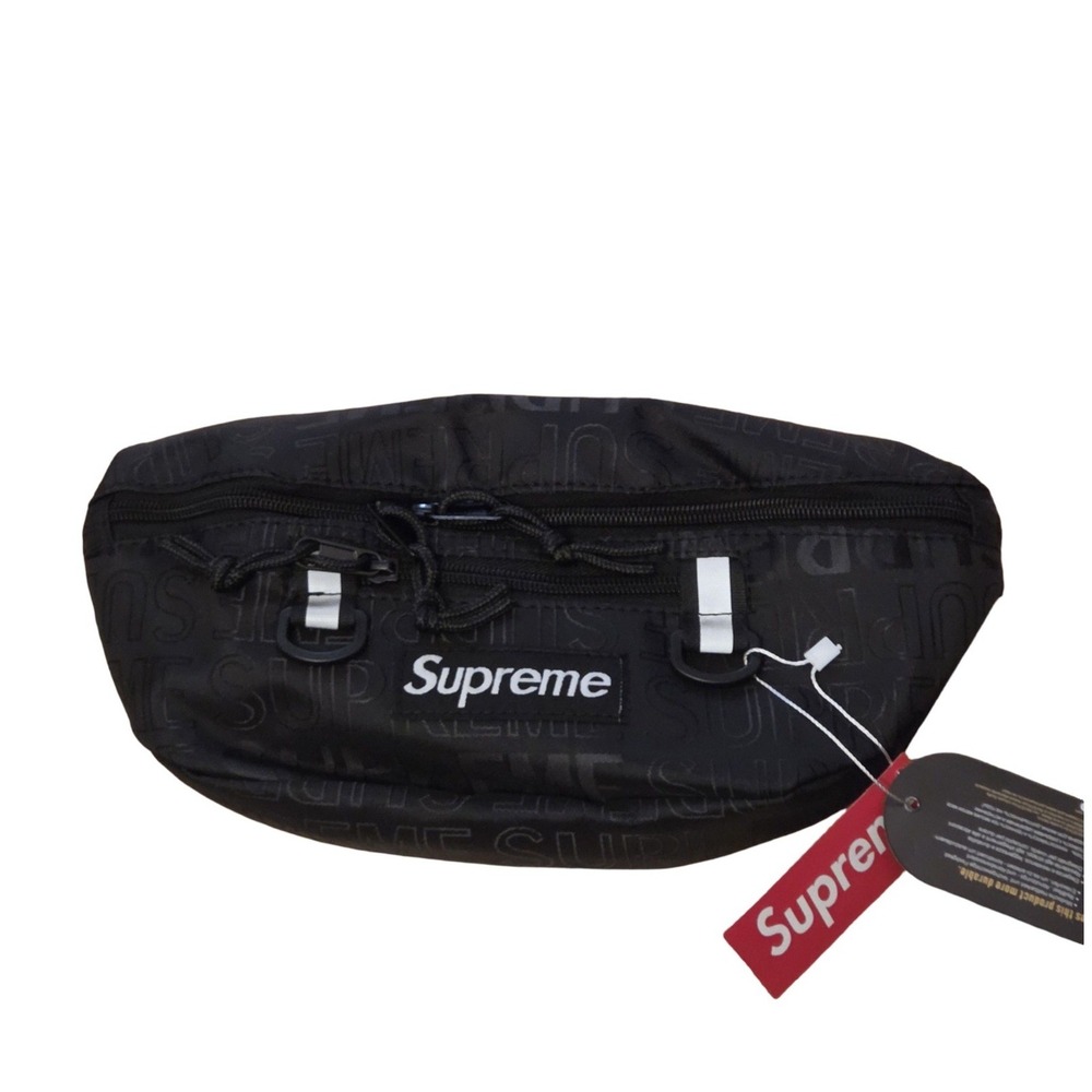 Supreme Cordura Waist Bag Black Jacquard Logo Fanny Pack Streetwear NEW